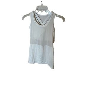 Lululemon White Mesh Tank Top Built-In‎ Bra Athletic Workout Size 4